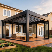 Pérgola Motorizada con Techo de Láminas, Control Remoto, Temporizador Programable, Sensor de Viento, Cierre Automático, Sensor de Lluvia, Aplicación para Hogar Inteligente, Control por Voz
