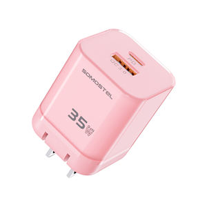 Chargeur rapide compact de voyage à double port avec prise pliable Factory Somostel SMS-Q242 35W GaN PD <span class=keywords><strong>QC3</strong></span>.<span class=keywords><strong>0</strong></span> pour téléphone portable IPh/Sam - Product Image 1