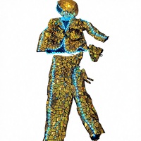 Tenue LED futuriste en film métallique effet miroir pour scène de danse, DJ, cosplay science-fiction