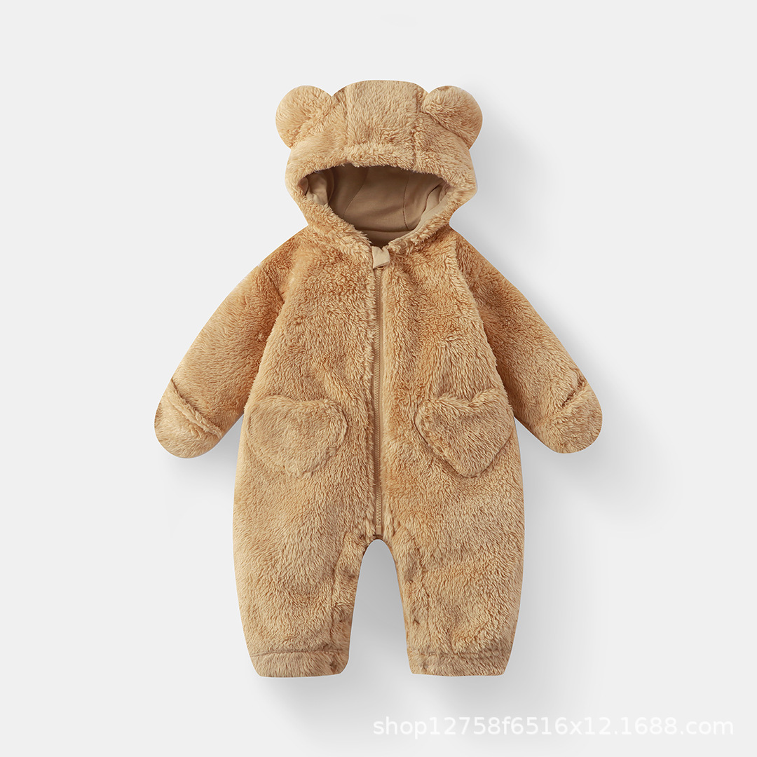 Earthy yellow-plush open-ended zipper jumpsuit
