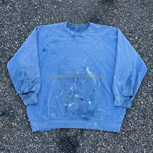 Sudadera 100% Algodón Vintage con Efecto Desgastado por el Sol, Personalizada para Hombre, Lavado Ácido, Estampado Serigrafiado con Efecto Agrietado y Decolorado, Cuello Redondo - Product Image 1