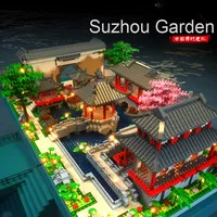 Blocs de construction pour enfants thème Suzhou jardin grande muraille 3D assemblage jouet décoration de bureau