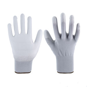 Durable 13G <span class=keywords><strong>ESD</strong></span> Negro <span class=keywords><strong>PU</strong></span> Guantes recubiertos Guantes de trabajo de seguridad transpirables con funciones antiestáticas anticorte Construcción de bajo precio - Product Image 3