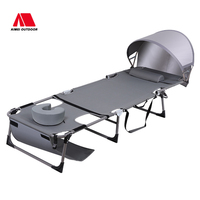 Nouveau style de lit de camp pliant léger avec auvent solaire, portable, pour adultes, pour le camping, les voyages en extérieur et la plage, chaise longue