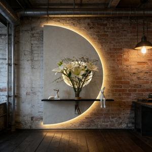 Pintura Decorativa Abstracta Semicircular Hecha a Mano en 3D con Piedra Arenisca, Decoración para el Hogar, Plantas Hidropónicas, Pintura Decorativa con LED Brillante - Product Image 2