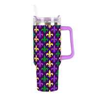 Gourde isotherme américaine Mardi Gras en acier inoxydable 40 oz à double paroi avec affichage LED de la température, anti-fuite, pour fêtes et vacances