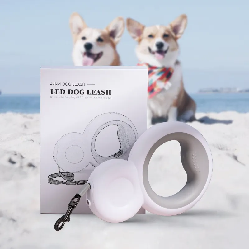 Großhandel langlebige USB 50 Fuß Flexi einziehbare Hunde leine mit LED Light Poop Bag