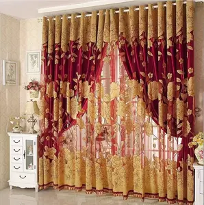 欧式现代简约全遮光加厚成品窗帘客厅印花窗帘设计