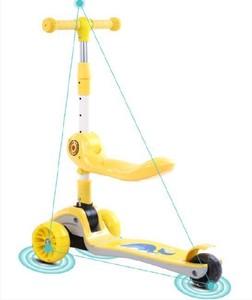 Patinetes de rueda de parpadeo ajustables para niños con asiento, 3 ruedas, 2 en 1, <span class=keywords><strong>scooter</strong></span> plegable, gran oferta, personalizado, china - Product Image 2
