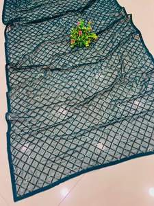 Sari étnico indio tradicional elegante estilo suave con bordado completo y lentejuelas trabajo pesado Georgette seda Chex diseño - Product Image 3