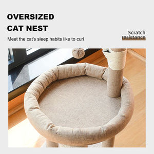 Tempat Tidur Kucing Berlapis Sisal, Mainan Penggaruk Dalam Ruangan dengan Produk Kucing Lucu, Bola Bulu untuk Anak Kucing, Tiang Garukan Kucing - Product Image 6