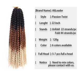 Extensions de Cheveux au Crochet en Gros Synthétiques Ondulations d'Eau Nubiennes Bouclées Tresses <span class=keywords><strong>Passion</strong></span> Twist - Product Image 6