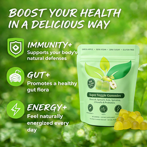 Gummies Antioxydantes Super Végétales Marque Blanche, Saveur Pomme Verte, Brocoli, Épinards, Chou Frisé, Spiruline, Chlorelle - Product Image 3