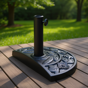 Base per ombrellone da esterno, 20 pollici, semicircolare, in metallo a forma di V, resistente, per uso in giardino e su terrazza. - Product Image 2