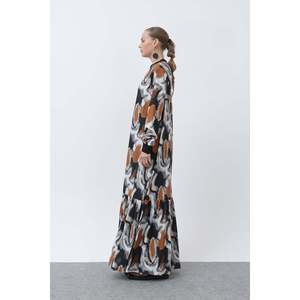 Robe à col côtelé et motifs pour femme - 12606ELB - CAMEL - Product Image 3