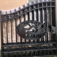 Puerta de acero de 20 pies, puerta de hierro forjado con galvanizado en caliente para entrada de Villa, jardín, puerta eléctrica de acero galvanizado