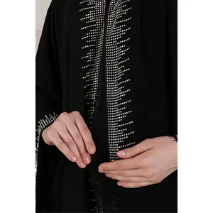 Исламская одежда, 2 шт., кафтан Дубай, Блестящие Блестки, платье Абайи высокого качества с камнями, роскошное платье Абая с хиджабом