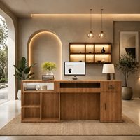 Bureau d'accueil moderne et minimaliste en bois foncé, personnalisable pour magasin de vêtements, bureau, hôtel, bar, centre de remise en forme, boutique de détail