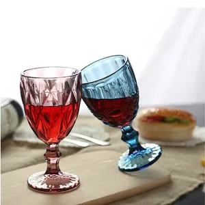 Calice in vetro colorato a forma di tazza di vino grande inciso elegante colorato a mano più venduto