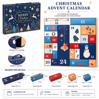 Vente en gros de boîtes de calendrier de l'avent personnalisées à 24 compartiments, pliables, vides, pour le compte à rebours de Noël, emballage de boîte mystère