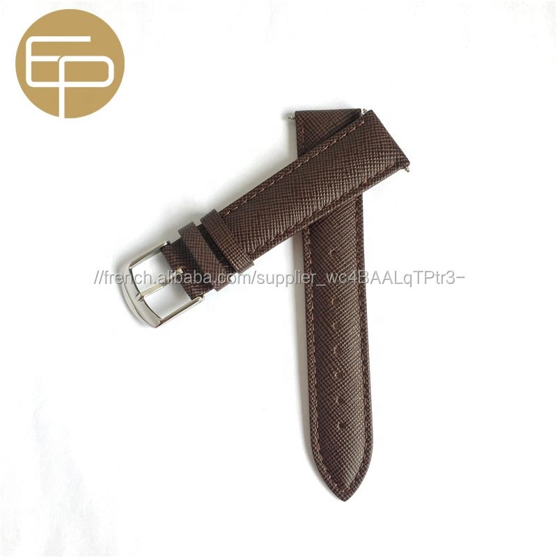grain croisé saffiano différentes couleurs remplacement brun foncé fantaisie en cuir de veau véritable bracelet de montre