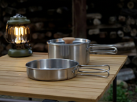 Ensemble de cuisine de camping pliable portable en acier inoxydable 304, casserole et faitout avec surface antiadhésive, capacité 3-4L