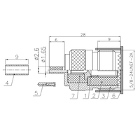 Conector Coaxial Hembra UHF-C-K1.5 de Primera Clase para Cable RG316 y RG174