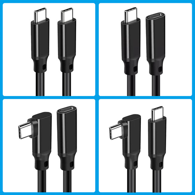Type c extension cable, USB 3.2 Gen 90-degree male-female connector, male-to-male 3.0 expansion dock cable for mobile phone PC