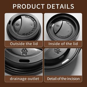 Couvercle Sipper Dome pour tasses à boissons chaudes (convient aux contenances de 10 oz à 24 oz), noir - Product Image 3