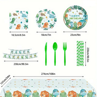 Assiettes en papier, gobelets en papier, nappes en papier pour enfants sur le thème du dinosaure vert pour la décoration de fête d'anniversaire