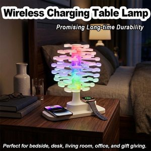 Spiral Tree Kabellose Lade-LED-Schreibtischlampe 15W Qi Touch Dimmbar RGB Nachttischlampe Raumdekor Bettseitenleuchte Modern 12V Typ C - Product Image 1