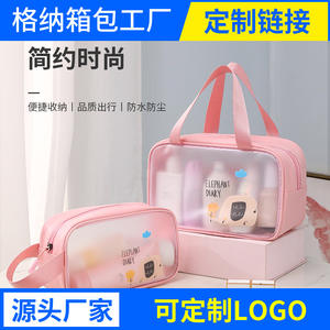 Sac à cosmétiques transparent à motif de dessin animé, trousse de toilette rectangulaire résistante à l'eau, organisateur de rangement de maquillage avec double poignée pour le voyage - Product Image 6