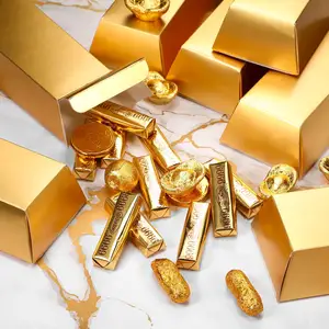 골드 바 모양 선물 황금 벽돌 호의 호일 보물 종이 상자 용품 할로윈 사탕 퍼프 장난감 공예 장식