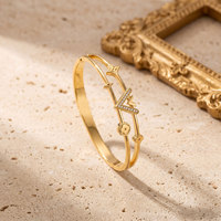 Bracelet jonc tendance en cuivre micro-pavé CZ avec lettre B pour femme - Bijou de mode élégant, minimaliste et de luxe léger