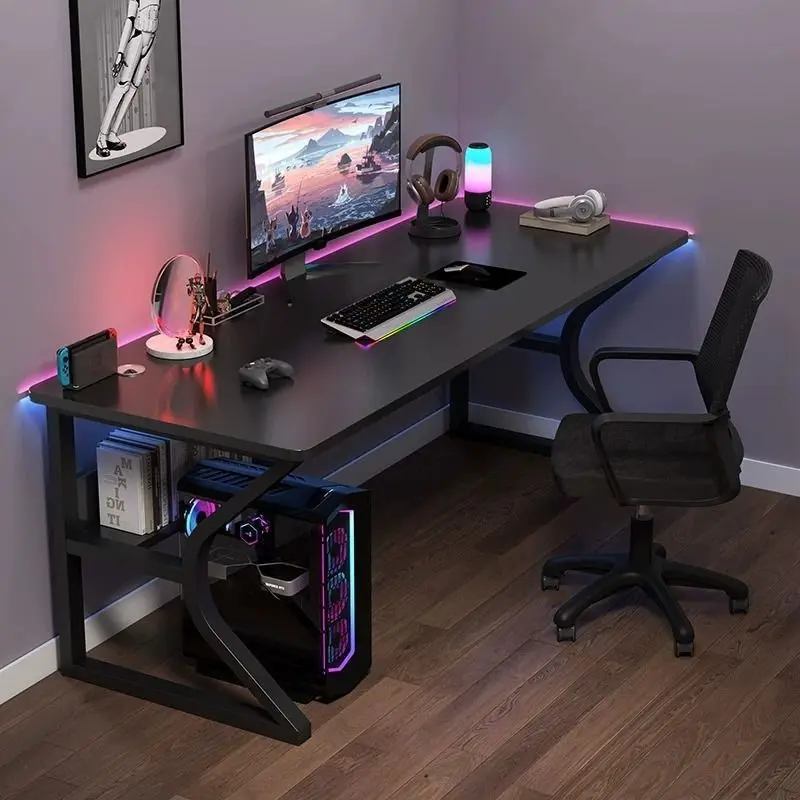 Juego de mesa y silla de jugador de luz RGB de carreras de ordenador grande personalizado para escritorio de juegos de oficina con LED