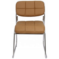 Chaise de bureau ergonomique moderne de haute qualité à dossier bas, pieds fixes, structure métallique, sans accoudoirs, en cuir PU, empilable, pour salle de réunion et conférence