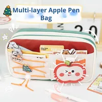 Menggemaskan gaya baru Multi-Layer alat tulis kotak pensil kapasitas besar lucu Apple kotak pensil serut untuk sekolah dasar