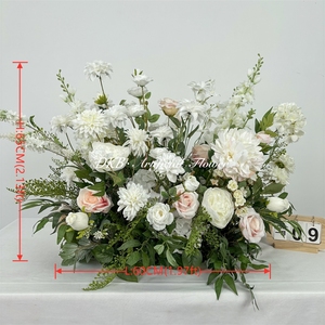 Ramo de Flores Artificiales de 60 cm, Blanco y <span class=keywords><strong>Rosa</strong></span>, Arreglo Floral de Seda Hecho a Mano, Decoración de Altar para Bodas - Product Image 6