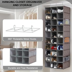 Hanging <b>Shoe</b> Organizer 30 Sections With 6 Mesh Pockets <b>Space</b> <b>Saving</b> For Closet Wardrobe <b>Storage</b> - Product Image 4