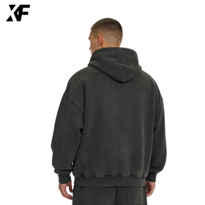 XUFEI Original <strong>Designer</strong> OEM Custom Manufacturer Streetwear 400 Gsm 100% Cotton Embroidered <strong>Zip</strong> up Oversized Boxy Wash <strong>Hoodie</strong> Men - Product Image 2