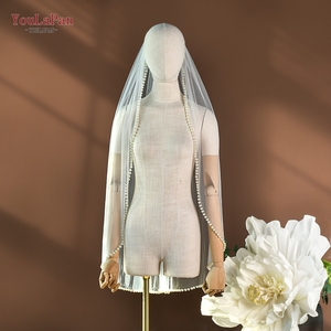 <span class=keywords><strong>Voile</strong></span> de mariée simple et élégant YouLaPan à une seule couche, décoré de perles de haute qualité, en tissu maille transparente V119 - Product Image 6