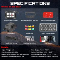 Nouveau panneau de commande tactile 10 boutons avec LED verte, boîtier noir carré, contrôle par application DC 12-24V pour éclairage auxiliaire de route, VTT, UTV, VR, marine