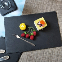 Assiettes de restaurant en ardoise naturelle de style classique en gros, assiettes à dîner, planches à fromage en ardoise, sets de table en pierre noire