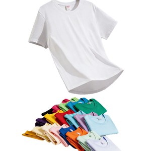 Custom Pure Cotton Crew Neck T-Shirt Loose Short Sleeve Summer Unisex School Uniform With Logo Printing - Product Image 5
