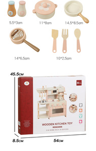 <span class=keywords><strong>Cafetera</strong></span> de cocina rosa de madera, juguetes de cocina para niños DIY, juego de simulación, <span class=keywords><strong>juguete</strong></span> interactivo de madera para niños y niñas - Product Image 3