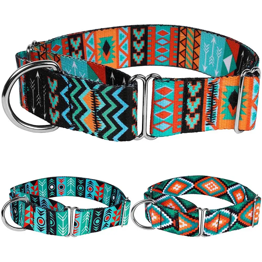 Kunden spezifischer Wärme übertragungs druck Sublimation Nylon Martingale Hunde halsband für mittelgroße Hunde