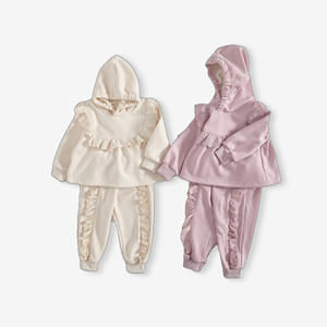 Engenepapa abito invernale per bambine <span class=keywords><strong>pantaloni</strong></span> Top in <span class=keywords><strong>velluto</strong></span> con cappuccio 2 pezzi Set di abbigliamento per bambini - Product Image 1