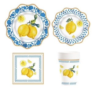 DAMAI Lemon Party - Decoración de Fiesta de Verano con Limones Amarillos, Juego de Vajilla para Fiesta de Cumpleaños, Platos de Papel con Temática de Limón, Servilletas - Product Image 4
