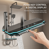 Système de douche intelligent à LED effet pluie en alliage d'aluminium, robinet mural pour salle de bain, idéal pour projets hôteliers et salles de bain, vente directe usine.