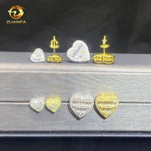 थोक फैशन दिल डिजाइन कान के स्टड 925 सिल्वर हिप हॉप को जहाज करने के लिए तैयार - Product Image 4